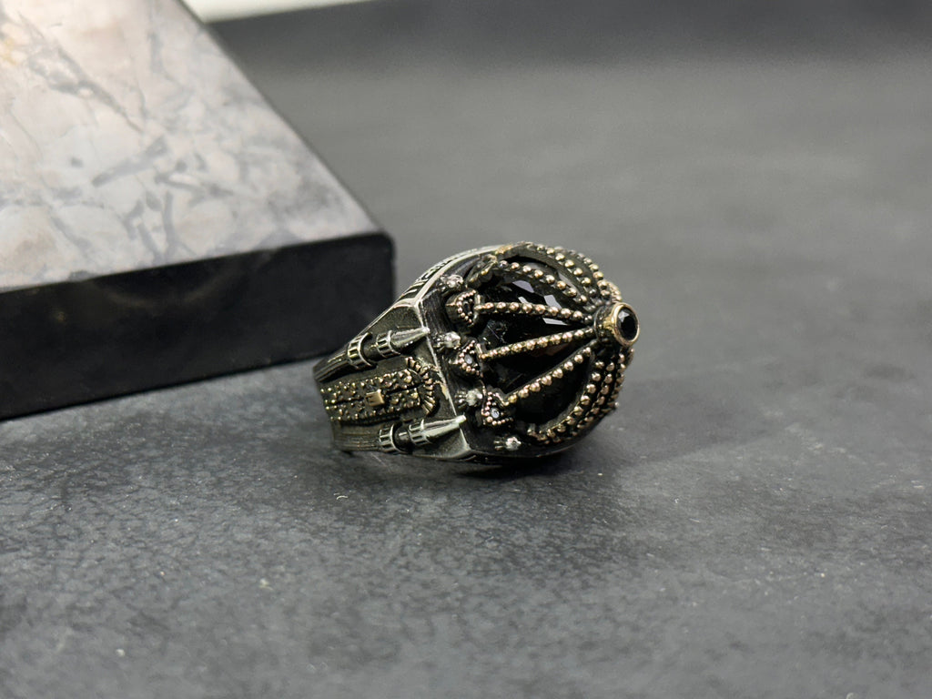Al Aqsa Mosque Sterling Silver Ring - Oversized Handmade Men's Band
