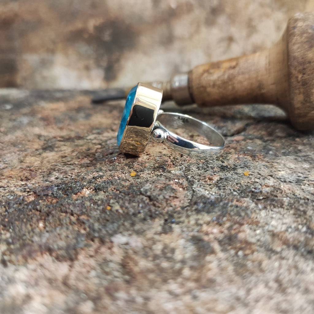 Paraiba Tourmaline Ring: Handmade Sterling Silver Jewelry (Blue Stone)