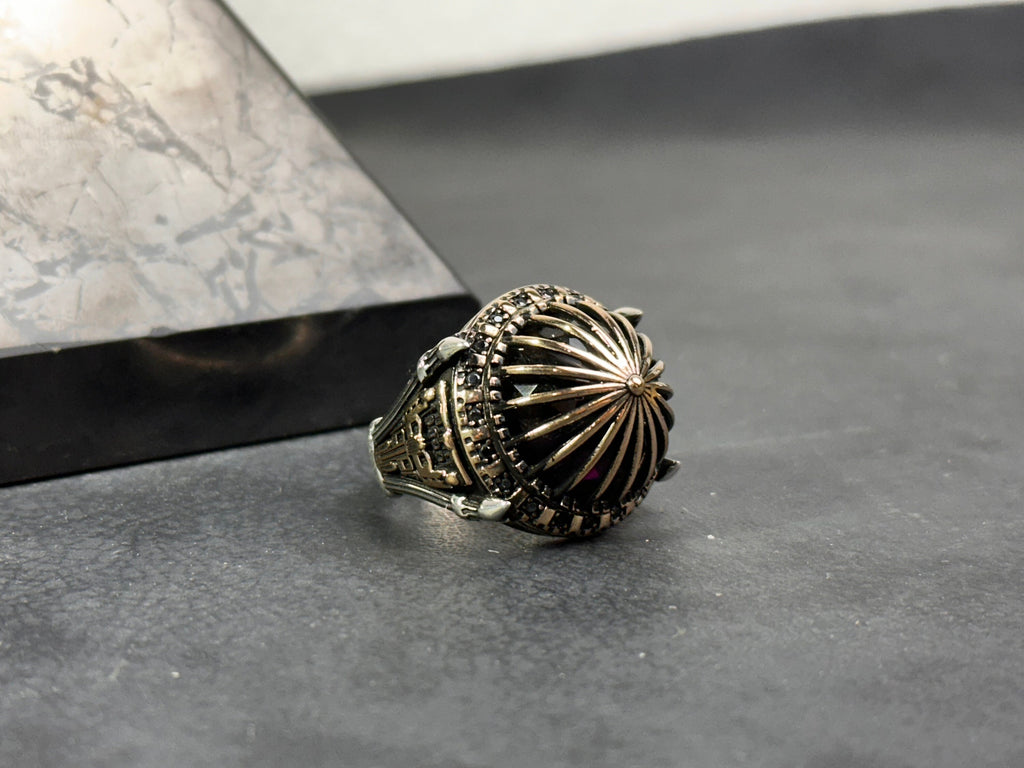 Islamic Sterling Silver Ring Al Aqsa Mosque (Oversized, Handmade)