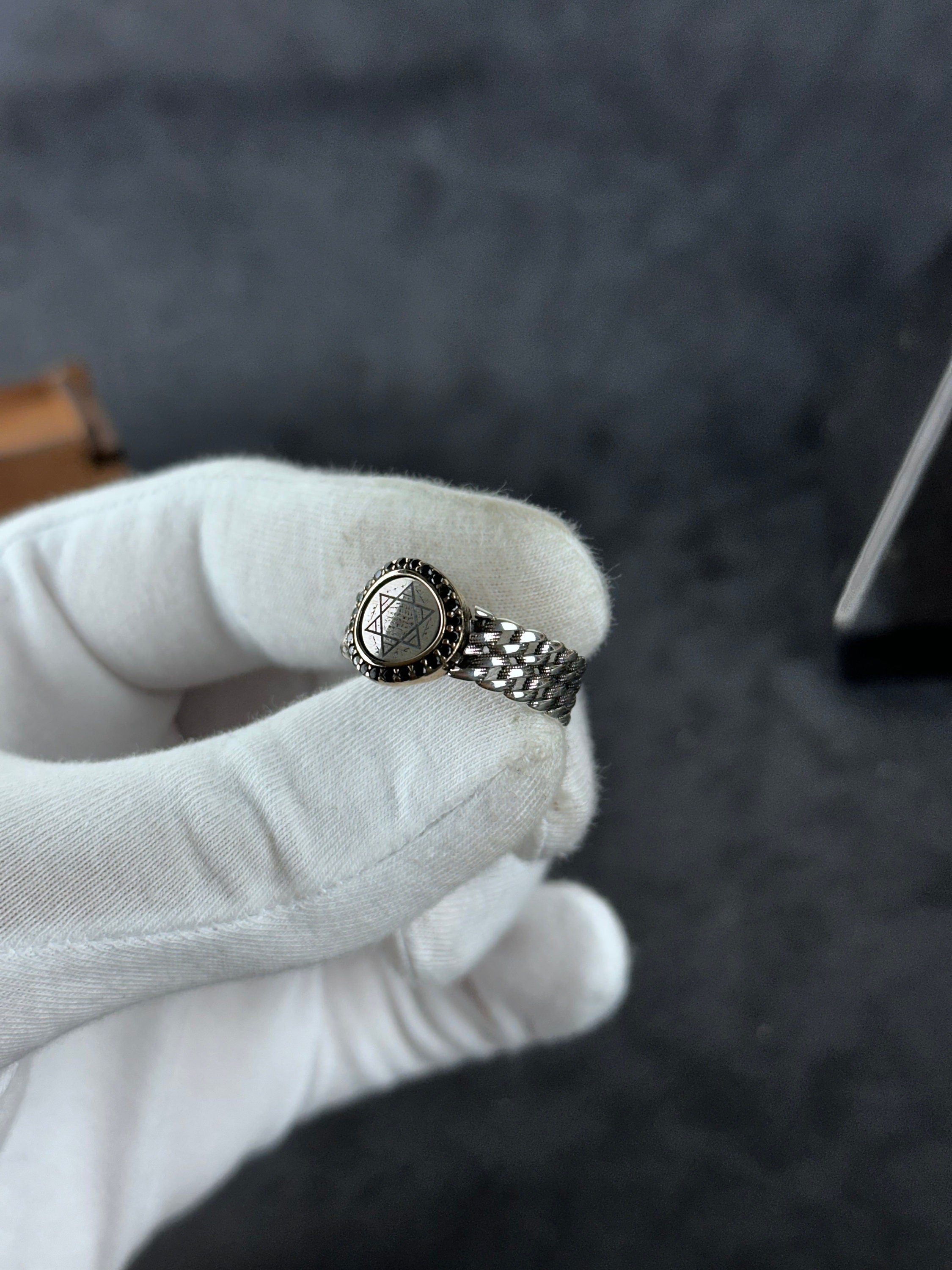 Solomon Seal Ring: Sterling Silver Minimalist - Adjustable Statement