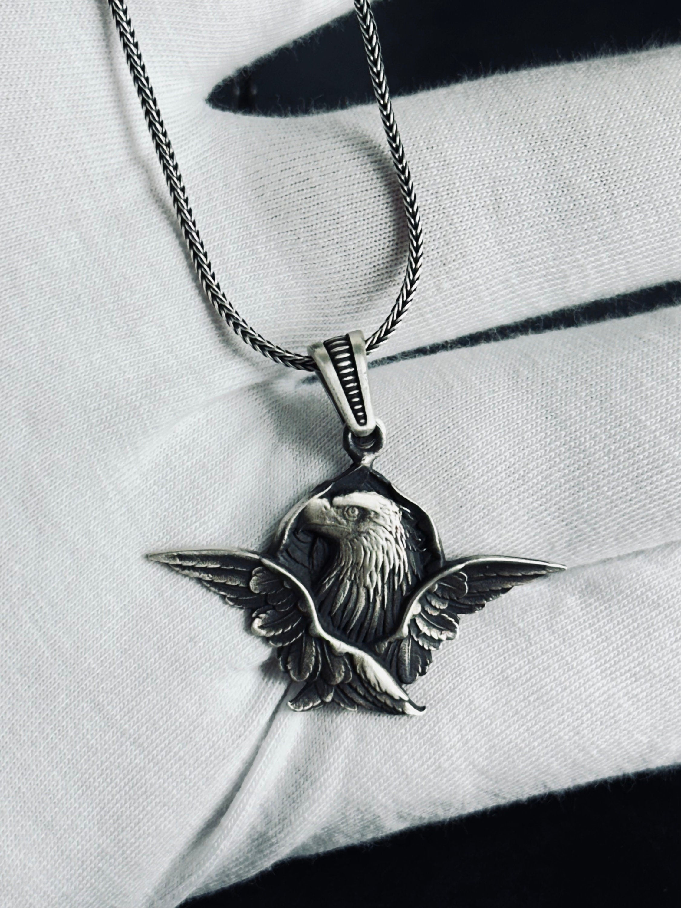 Eagle Silver Necklace: Artisan Crafted Statement Pendant