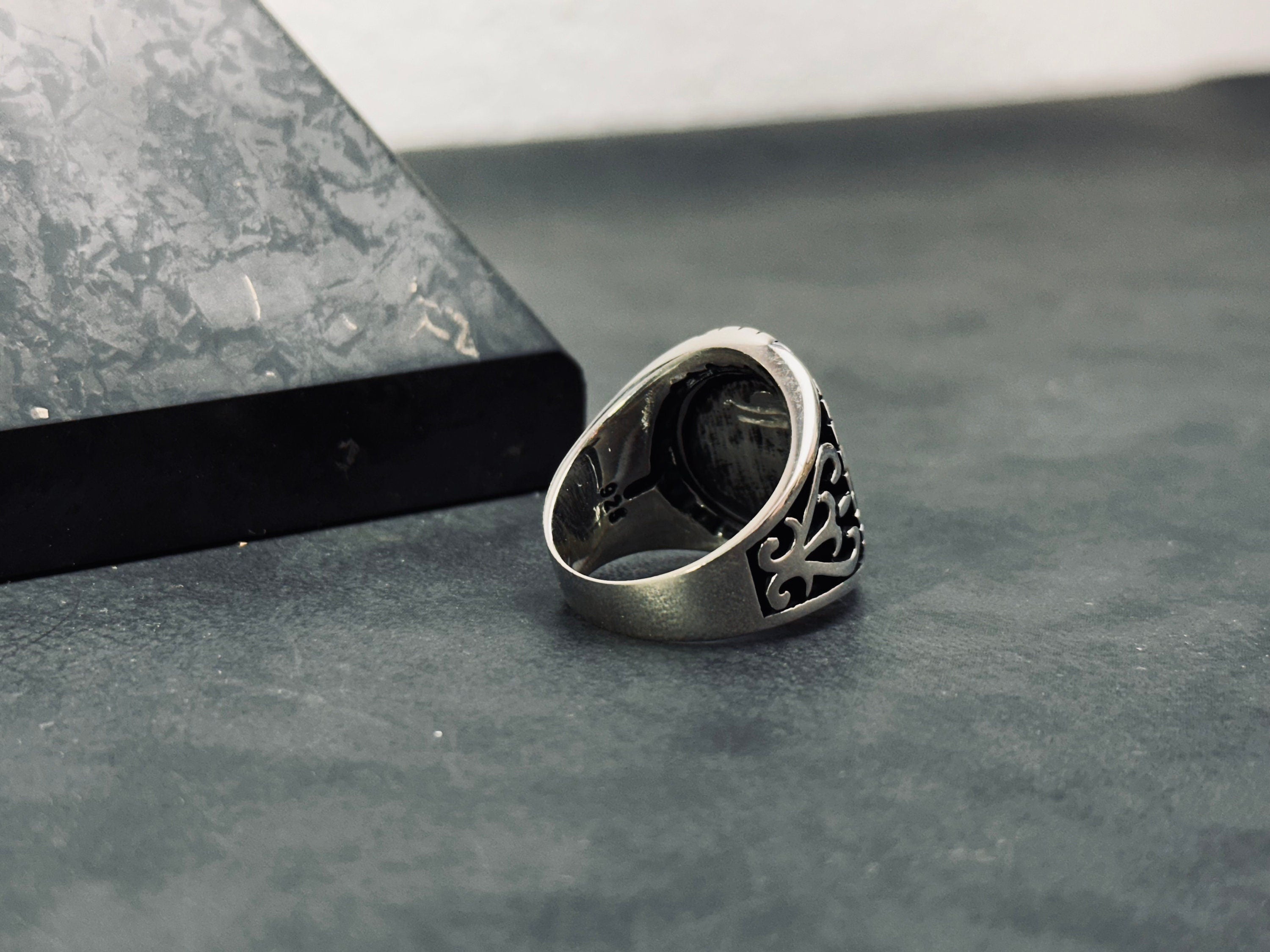 Sterling Silver Eagle Ring, Handmade Bold Design (Men's Size)