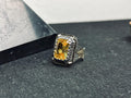 Square Citrine Men’s Ring - Handmade Sterling Silver Bold Gem