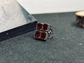 Men’s Ruby Silver Ring - Bold Four Stone Square Handmade Style