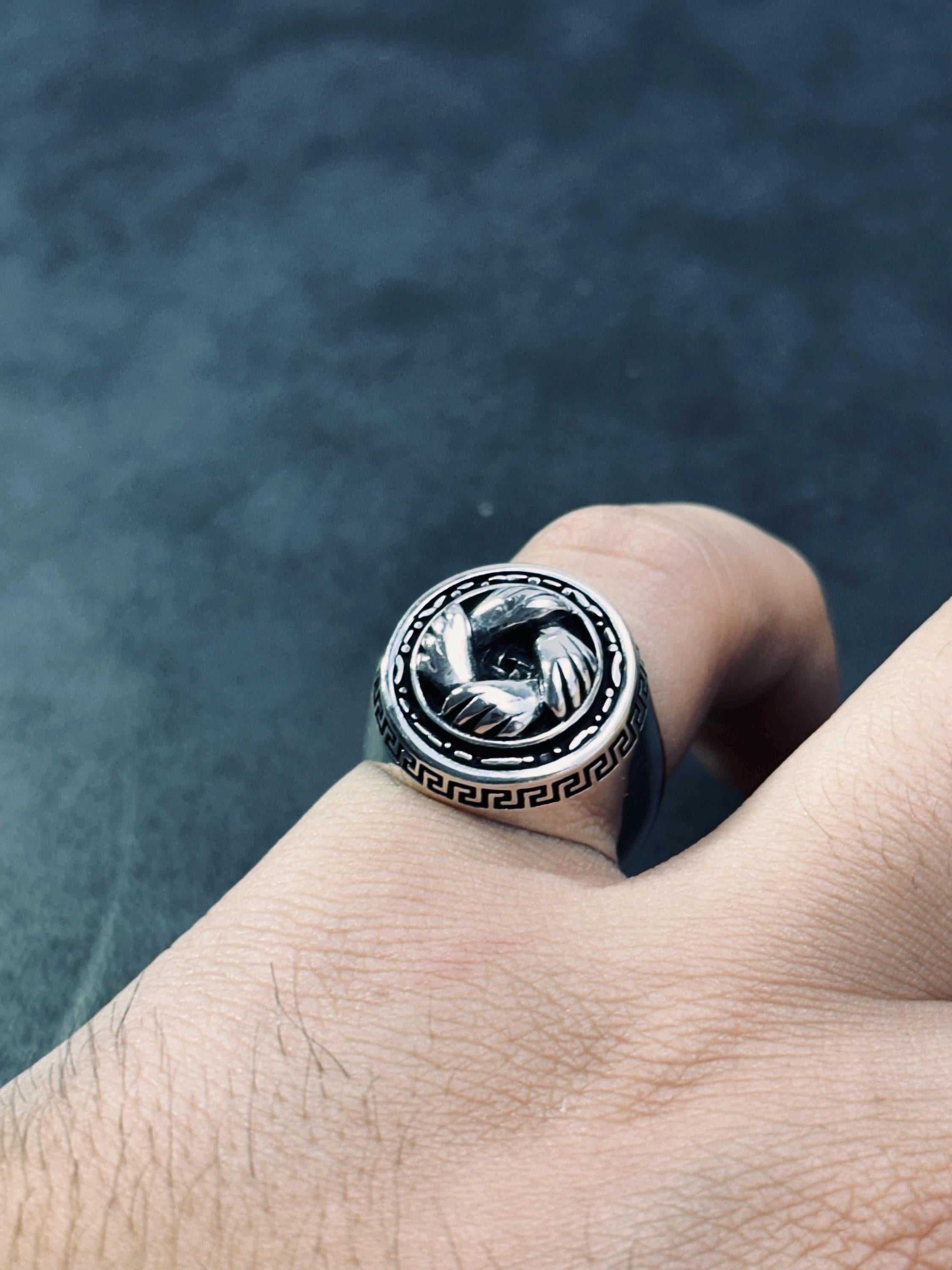 Sterling Silver Handshake Ring: Loyalty and Friendship Symbol