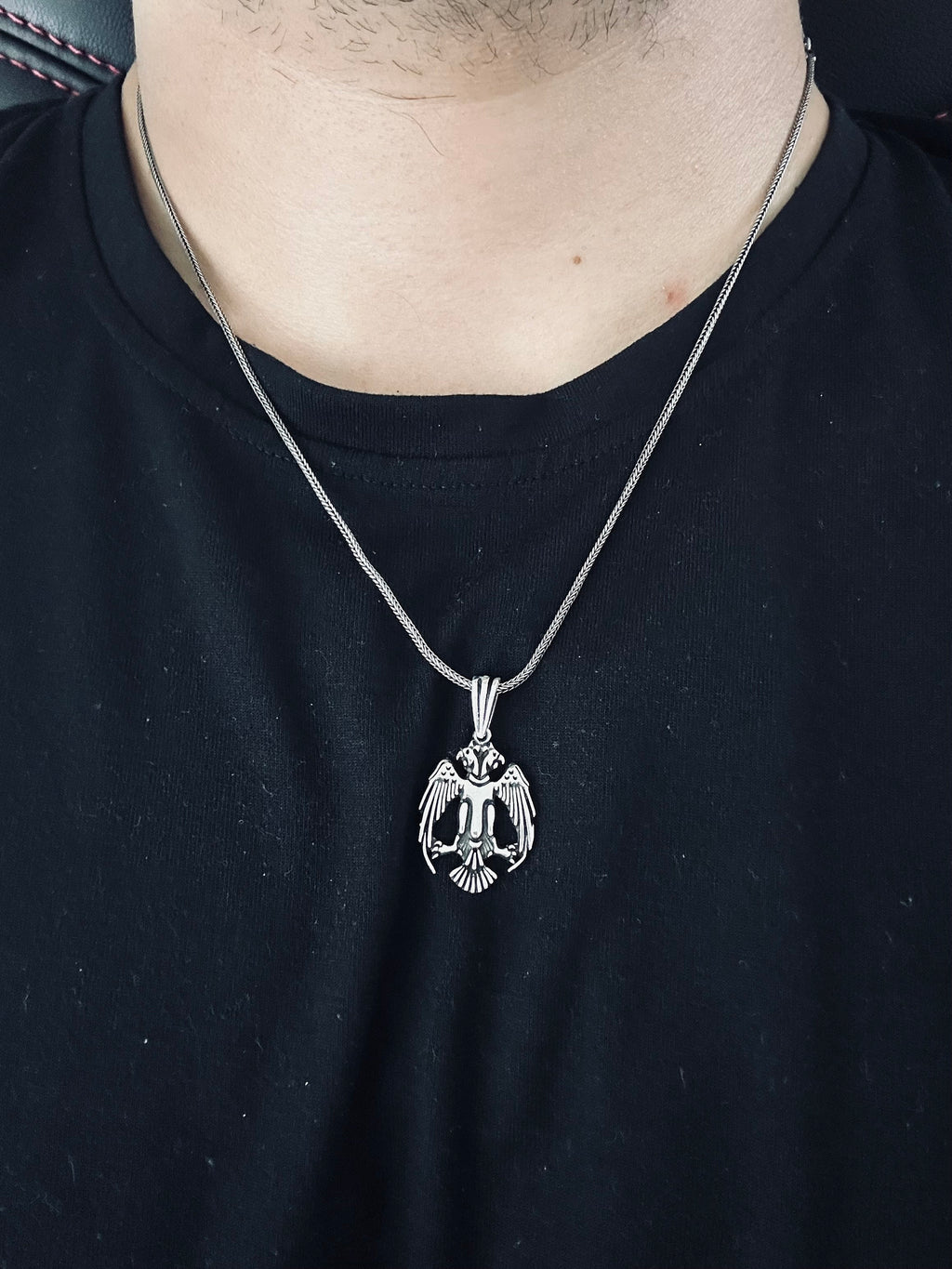 Silver Eagle Necklace: Seljuk Double Headed Pendant - Historical Design