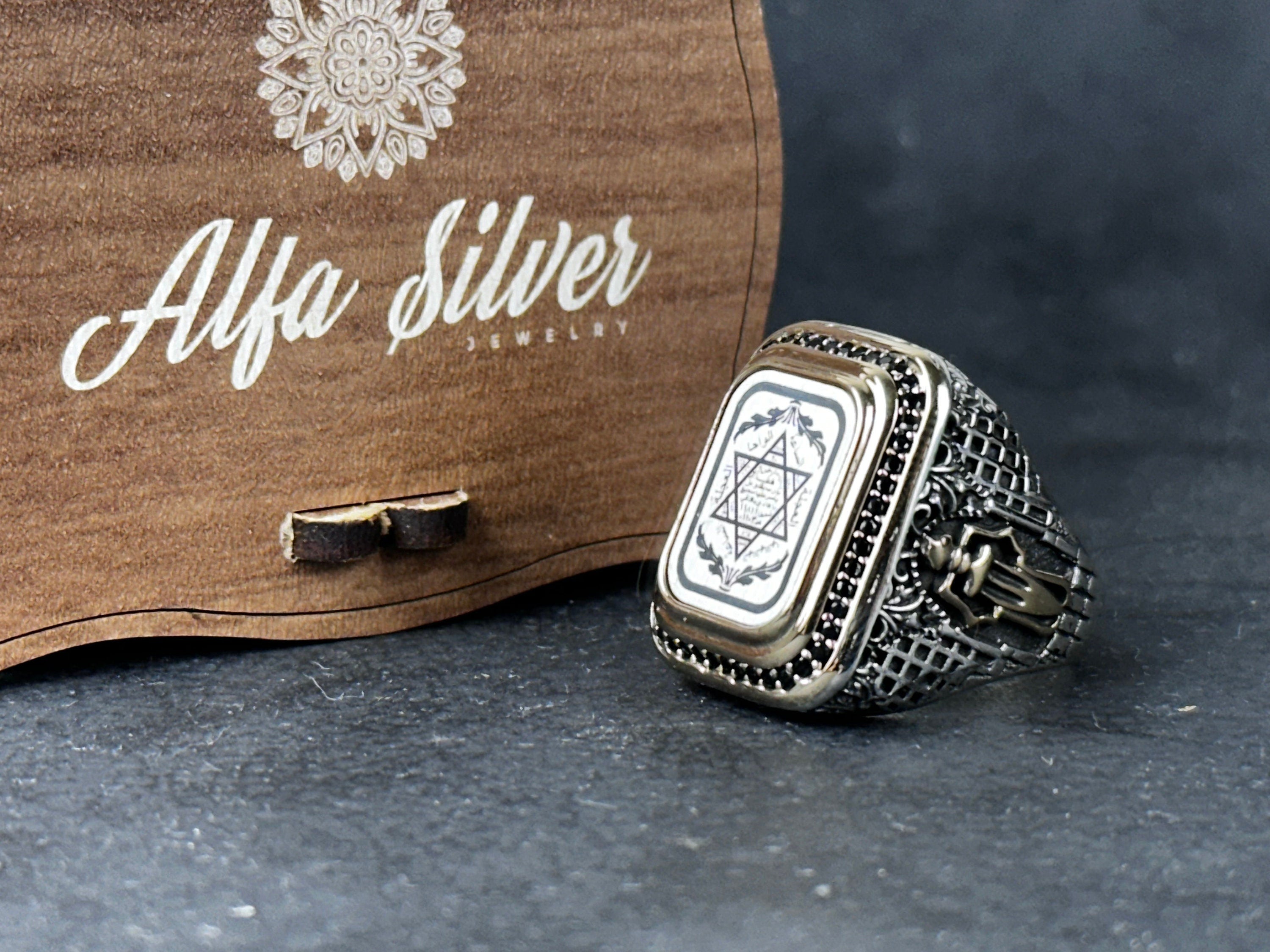 Engraved Solomon's Seal Ring: Spiritual Sterling Silver (Men's Size)