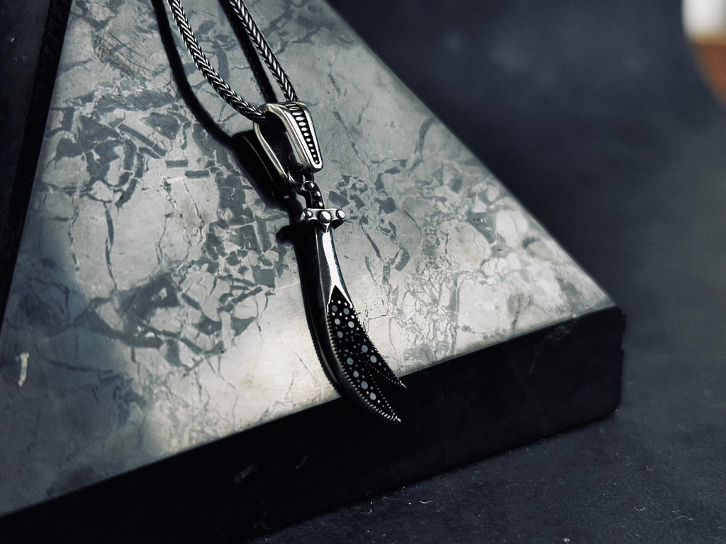 Zulfiqar Silver Pendant Necklace: Handcrafted Islamic Charm