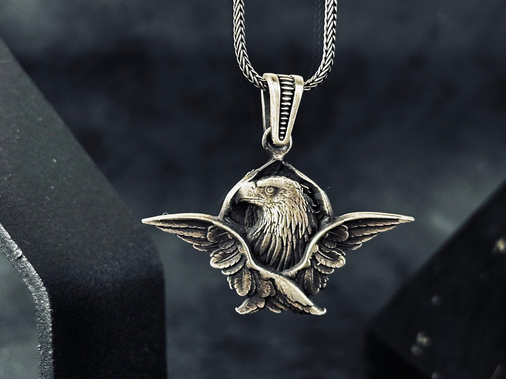 Eagle Silver Necklace: Artisan Crafted Statement Pendant
