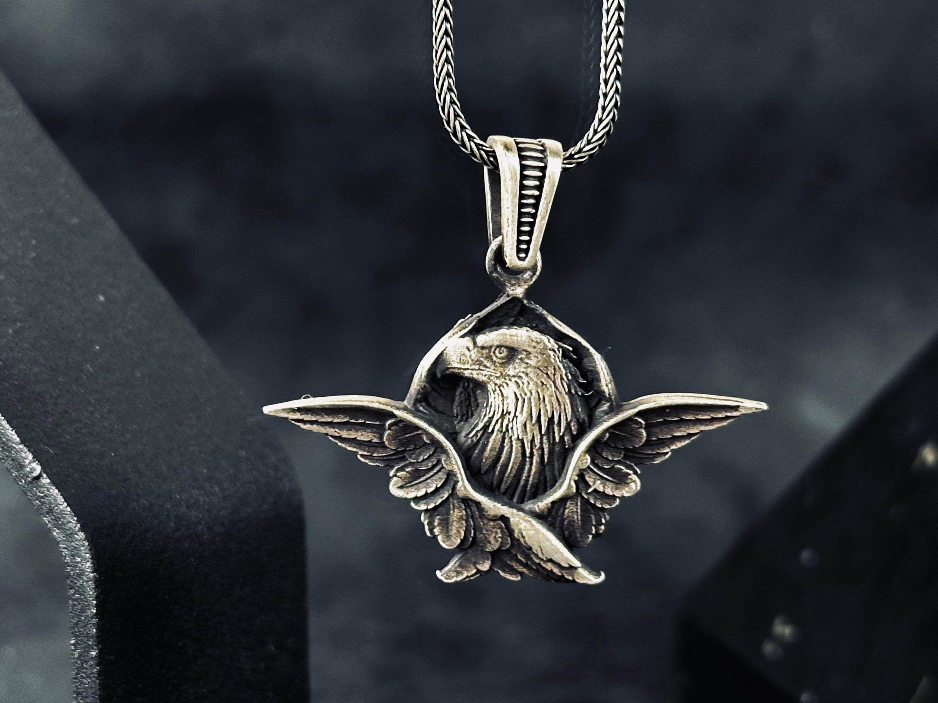 Eagle Silver Necklace: Artisan Crafted Statement Pendant