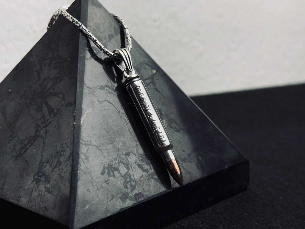 Silver Bullet Necklace Pendant Set - Stylish Handmade Jewelry