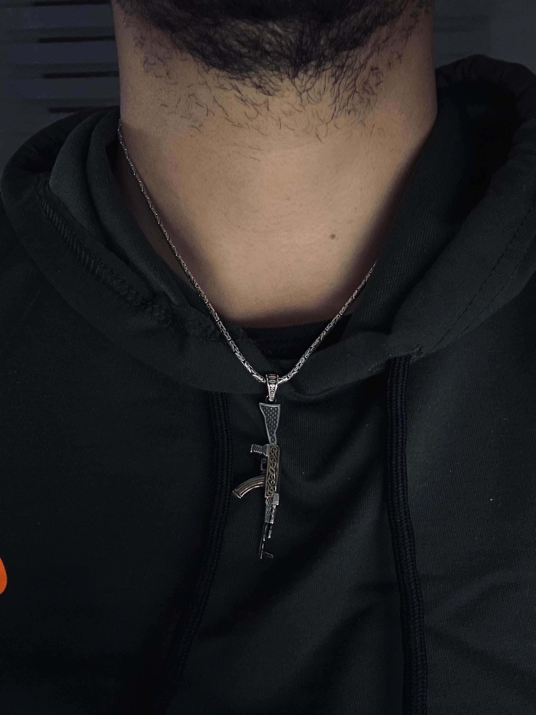 AK47 Pendant Necklace: Bold Sterling Silver (Men's Statement Jewelry)