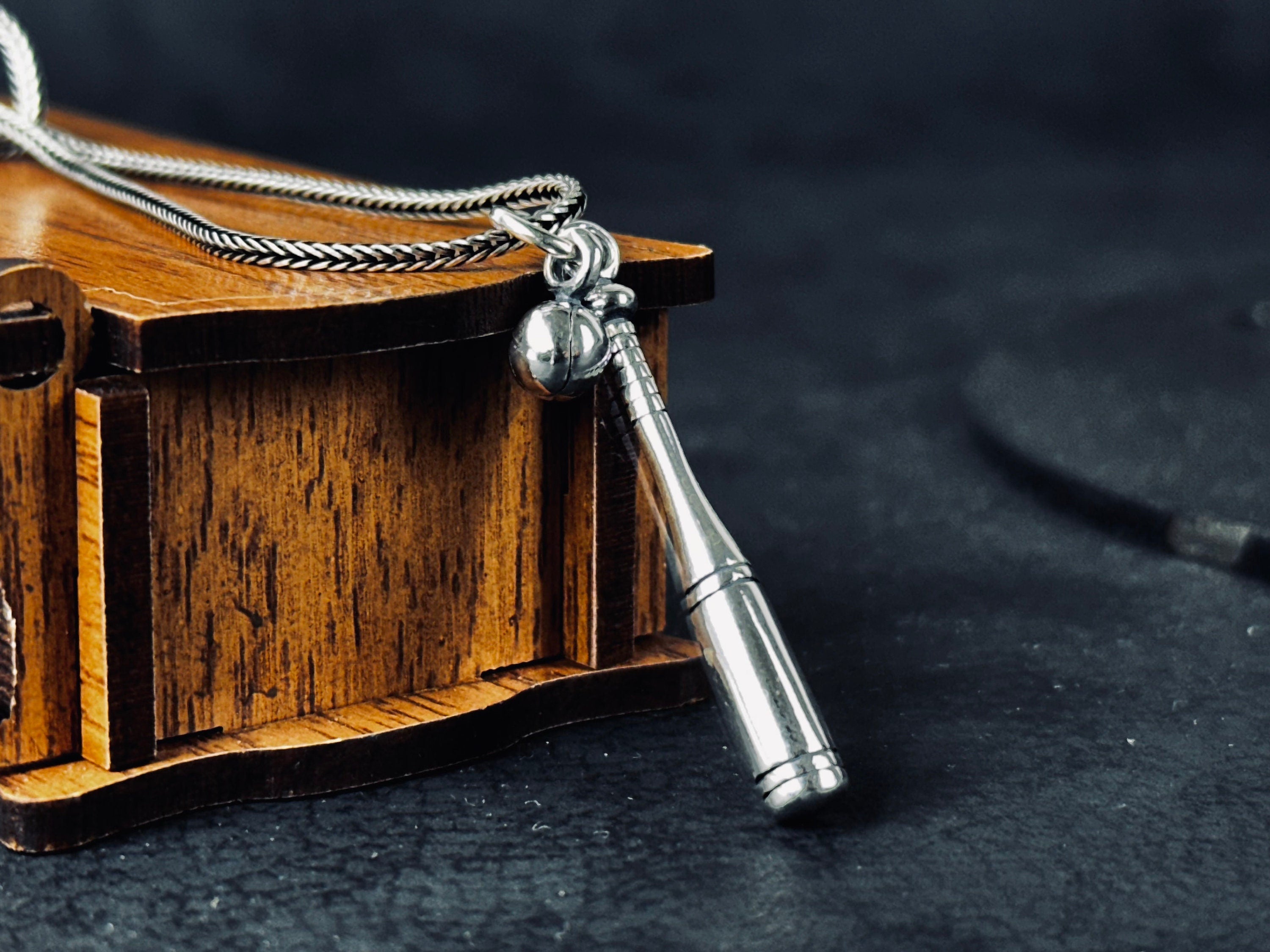 Sterling Silver Baseball Bat Necklace - Simple Sports Pendant