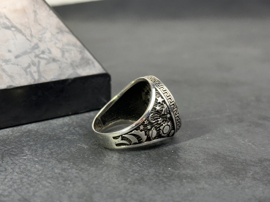 Sterling Silver Gemini Ring - Dainty Astrology Signet Band