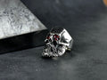 Sterling Silver Skull Ring - Gothic Design with Zircon Eyes