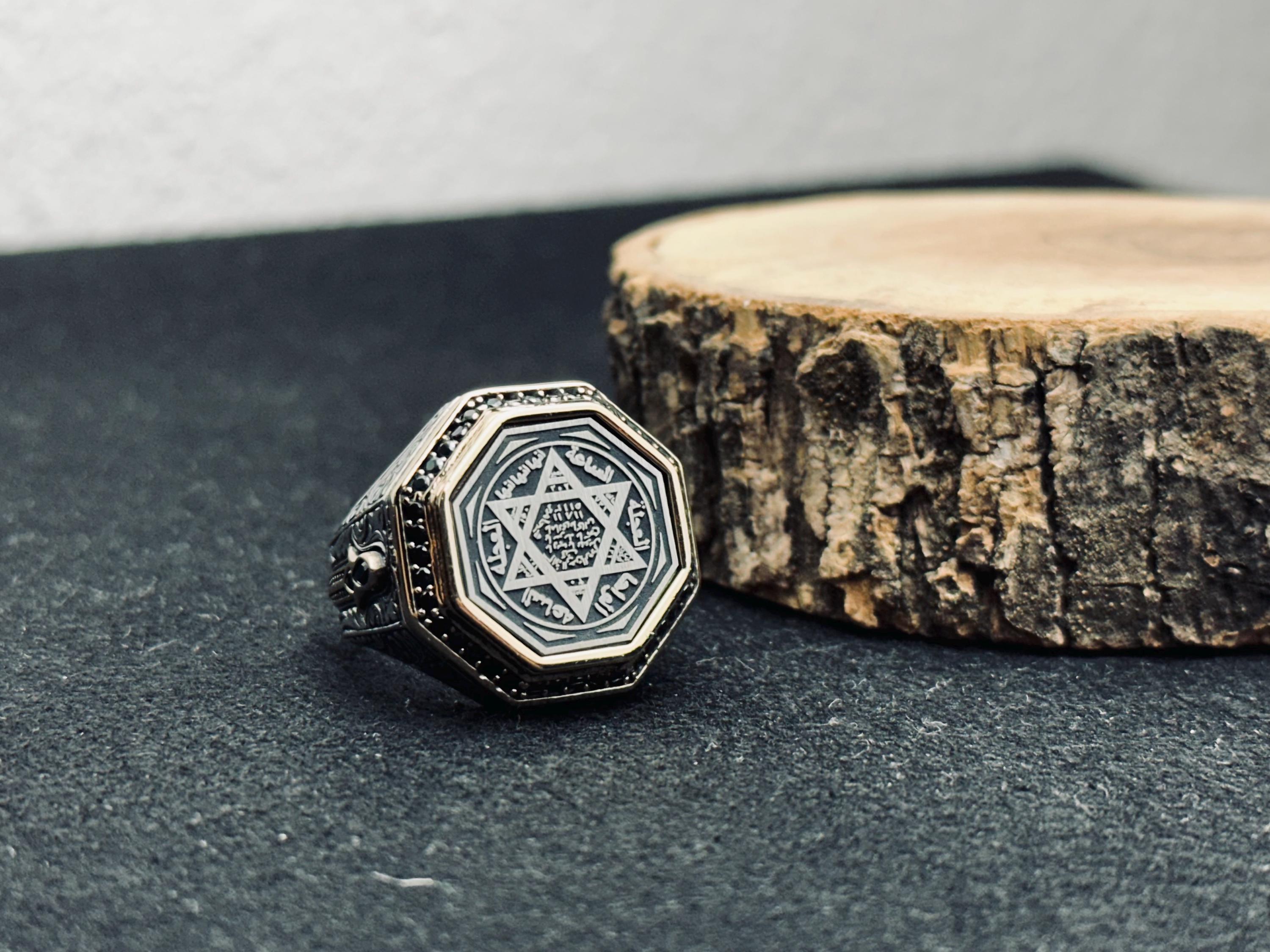 Solomon Seal Ring: Handmade Sterling Silver Octagon Statement