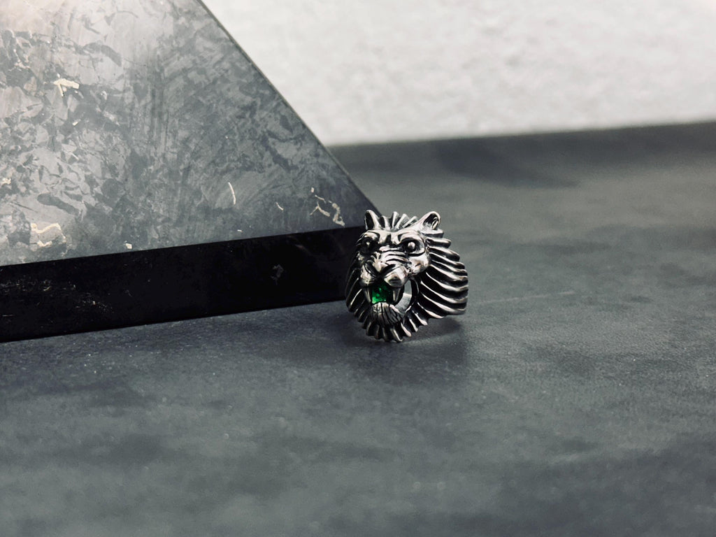 Sterling Silver Lion Head Ring: Handmade Bold Animal Design