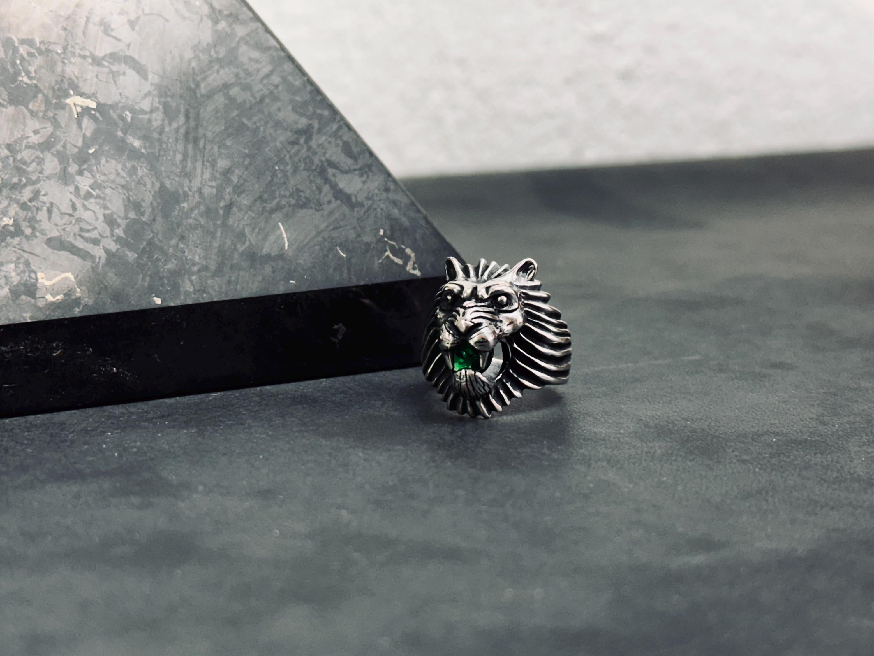 Sterling Silver Lion Head Ring: Handmade Bold Animal Design