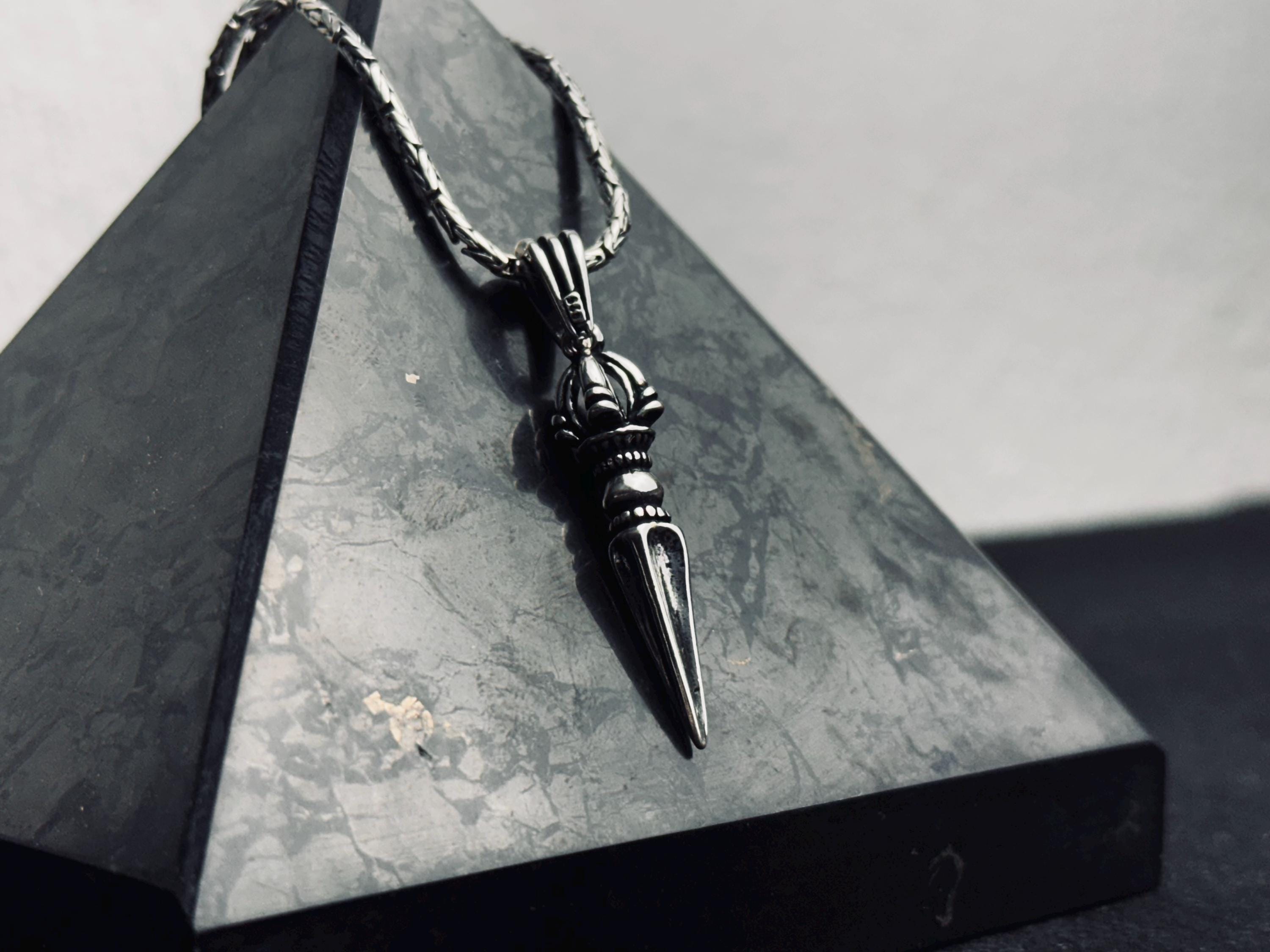 Dainty Silver Sword Necklace - Gothic Dagger Pendant Unisex
