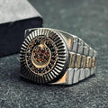 Men's Moon & Star Ring - Geometric Sterling Silver Statement