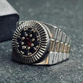 Sterling Silver Signet Ring: Oval Center with Tiny Stone