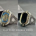 Changeable Sterling Silver Ring: Onyx and Star of David (Men's Size)