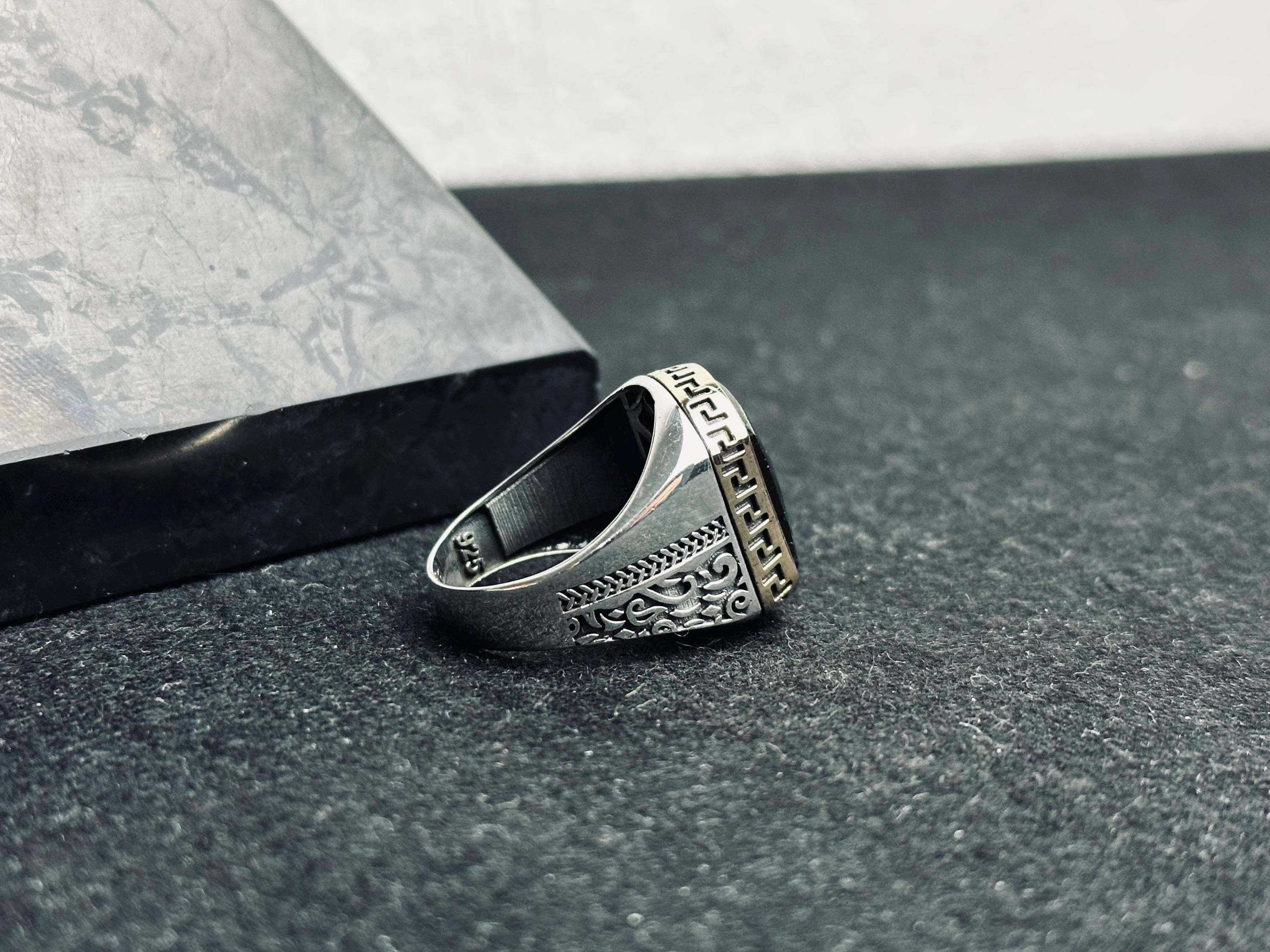 Emerald Ring for Men: Colombian Gemstone (Sterling Silver)