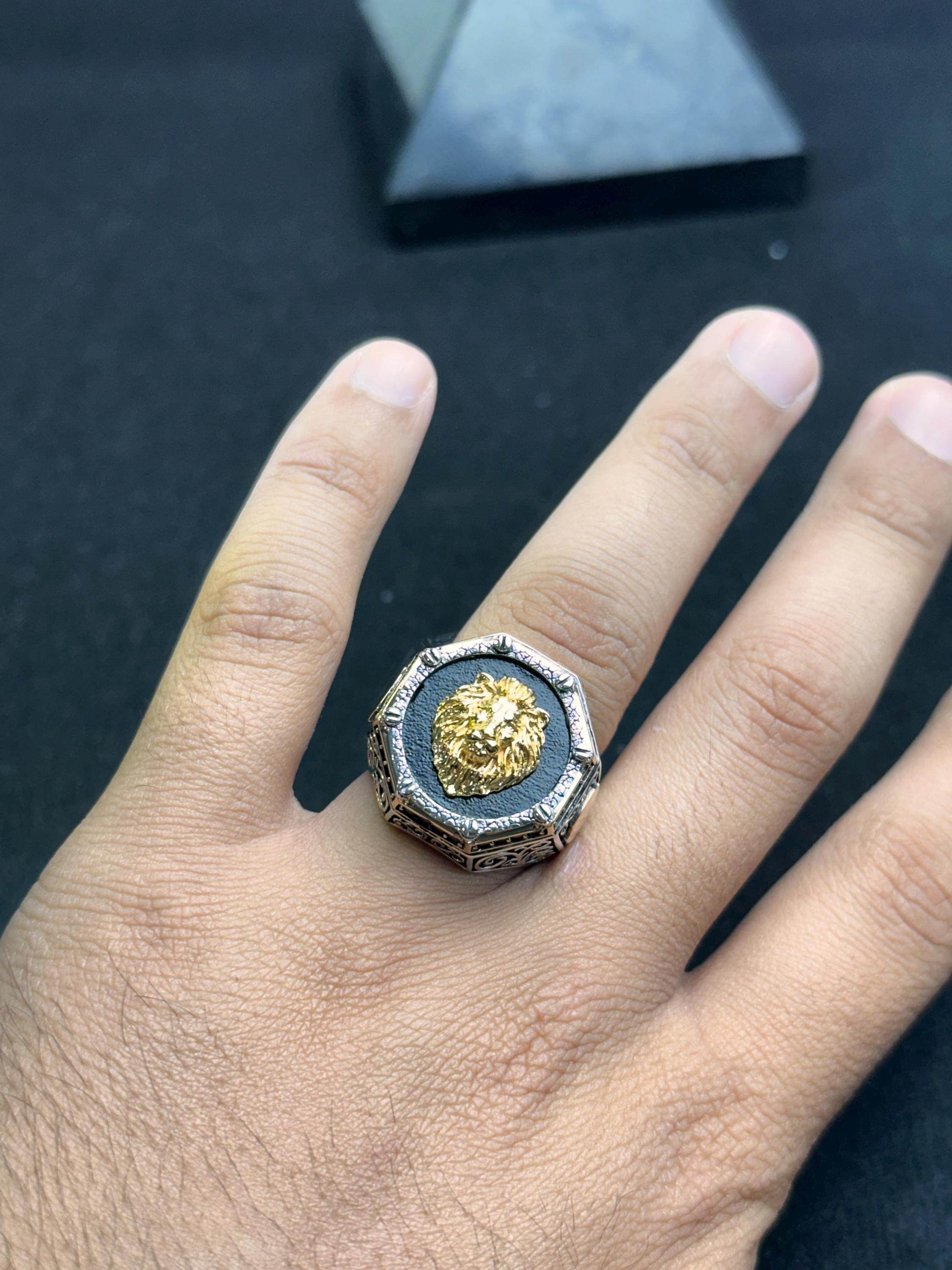 Lion Signet Ring: Sterling Silver Statement Jewelry (Men's Sizes)