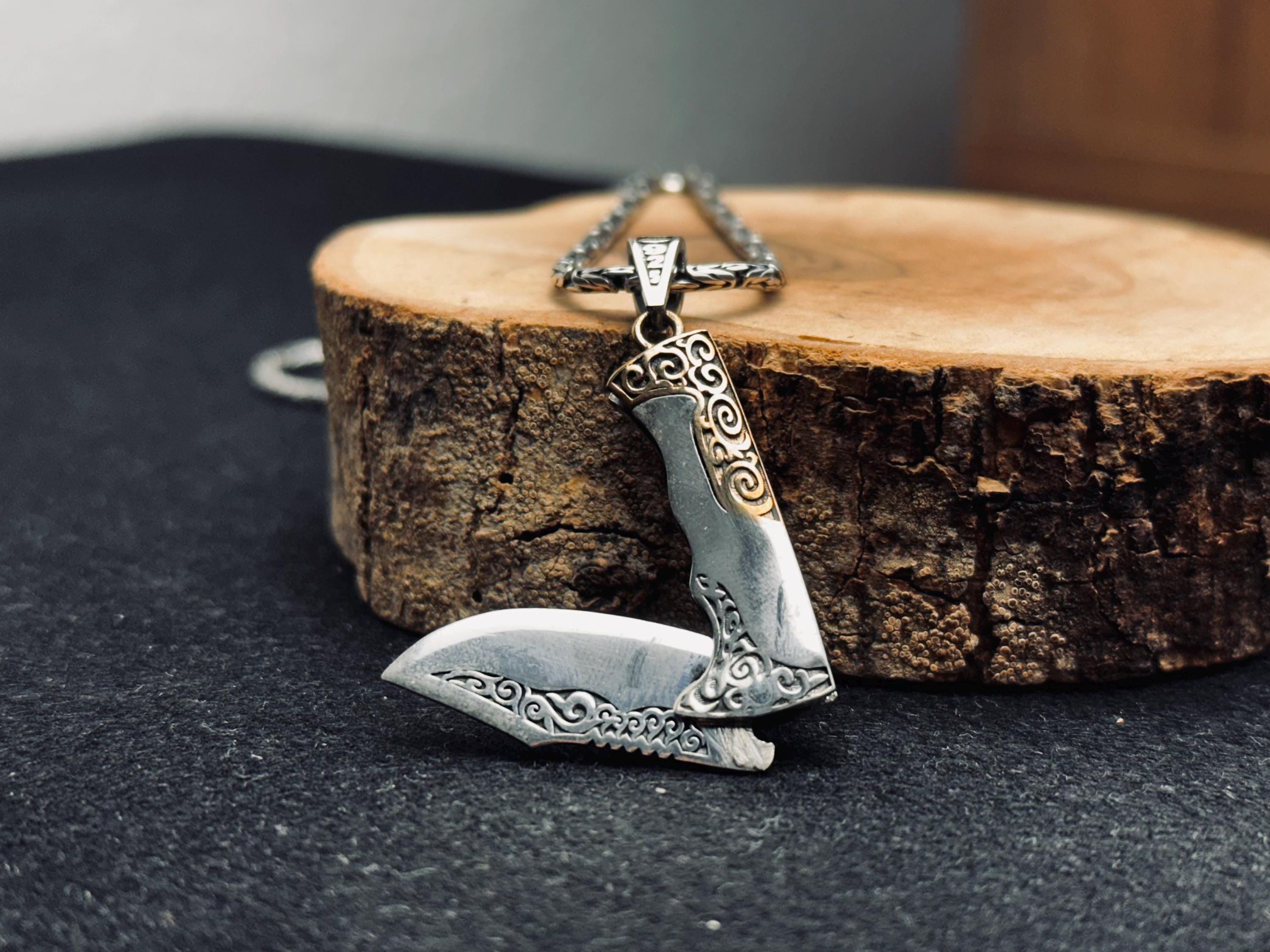 Sword Pendant Necklace: Sterling Silver Medieval Charm (Double-Sided)