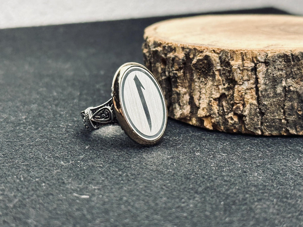 Islamic Sterling Silver Ring Elif Vav Minimalist Oval (Unisex)