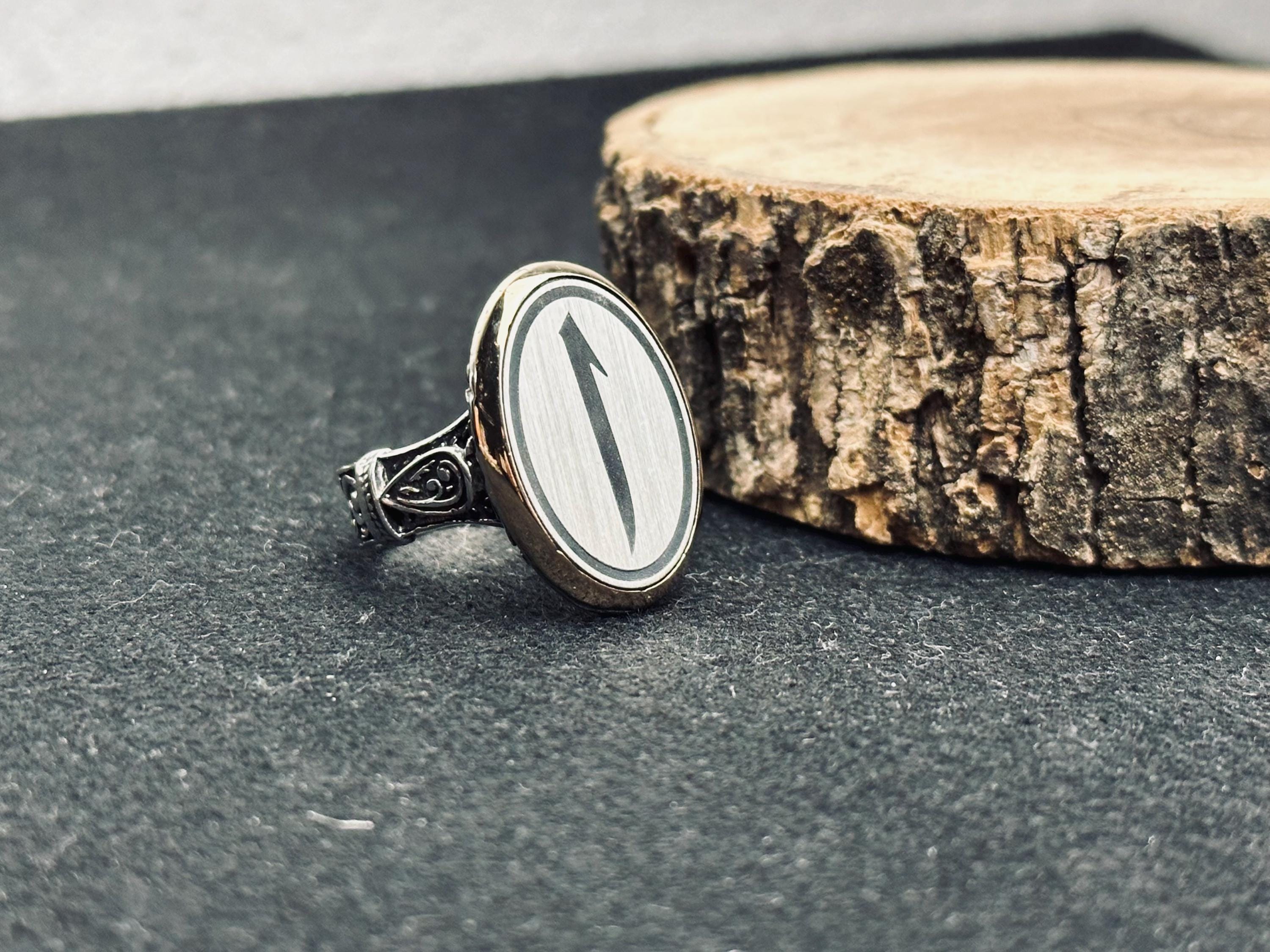 Islamic Sterling Silver Ring Elif Vav Minimalist Oval (Unisex)