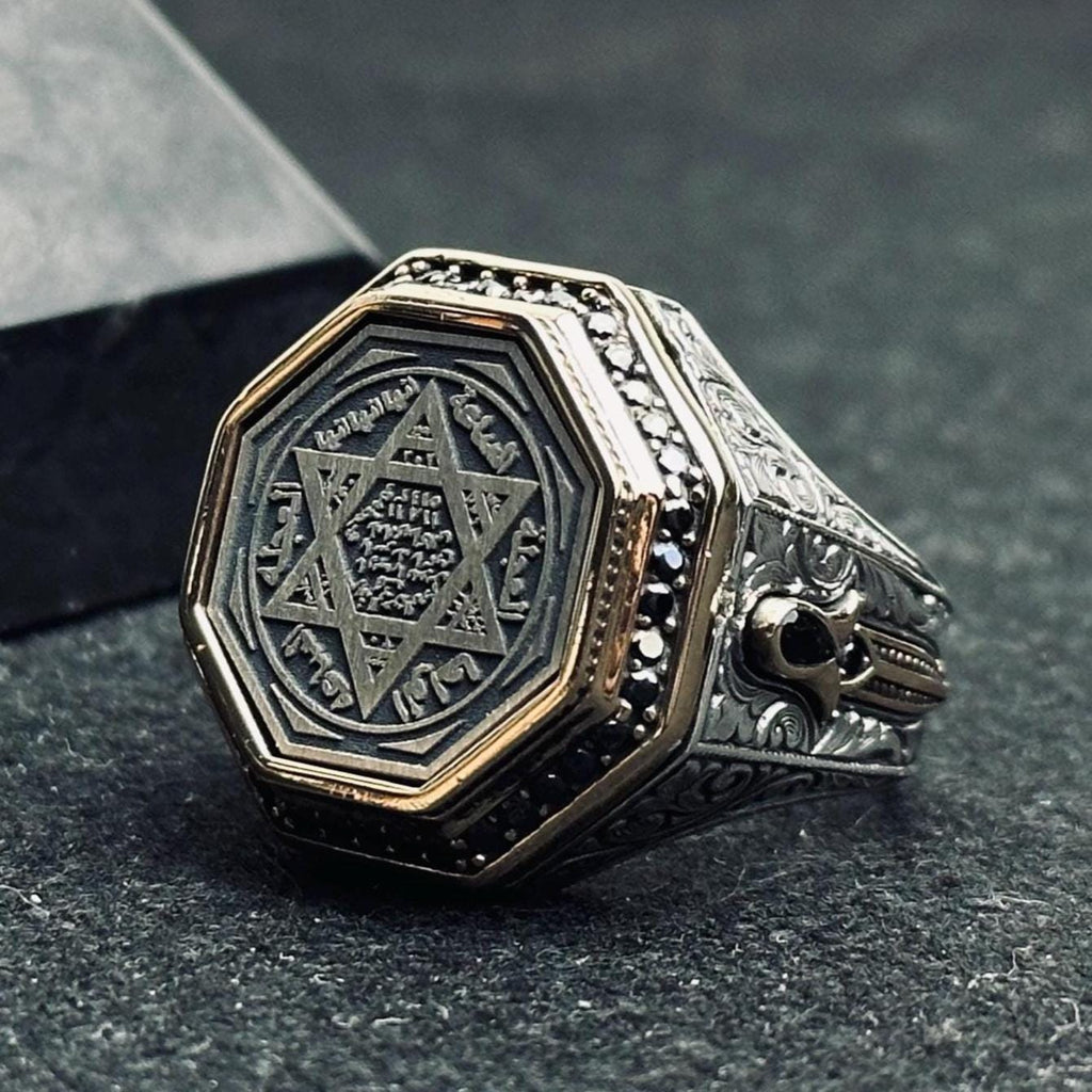 Solomon Seal Ring: Handmade Sterling Silver Octagon Statement