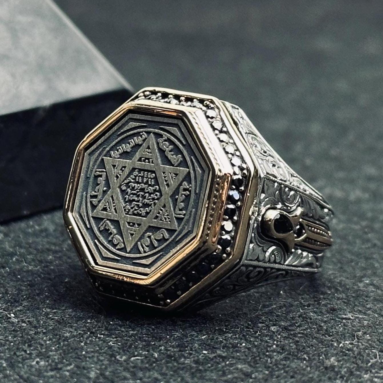 Solomon Seal Ring: Handmade Sterling Silver Octagon Statement