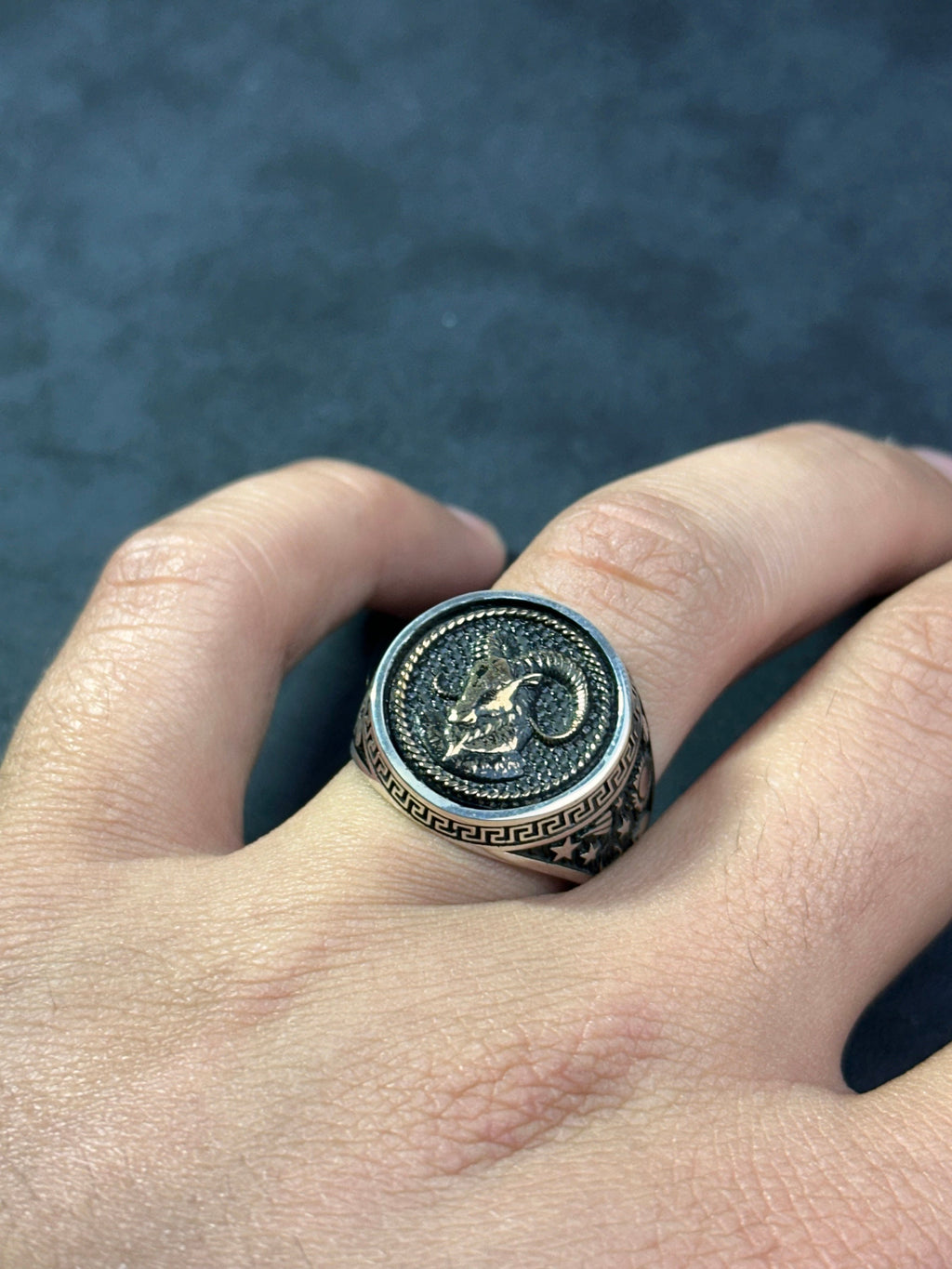 Aries Zodiac Signet Ring: Sterling Silver Astrology Jewelry