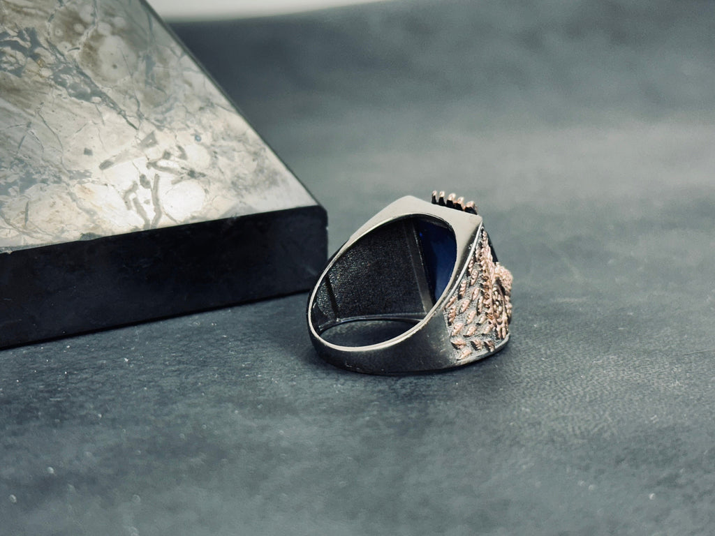 Blue Zircon Dragon Tail Ring - Sterling Silver Statement Jewelry