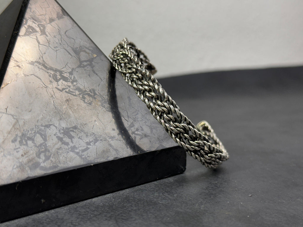Sterling Silver Cuff Bracelet: Nordic Braided Style - Handmade