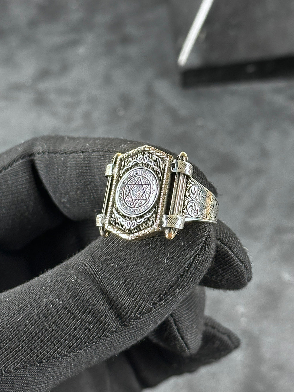 Seal of Solomon Sterling Silver Ring - Spiritual Protection Design