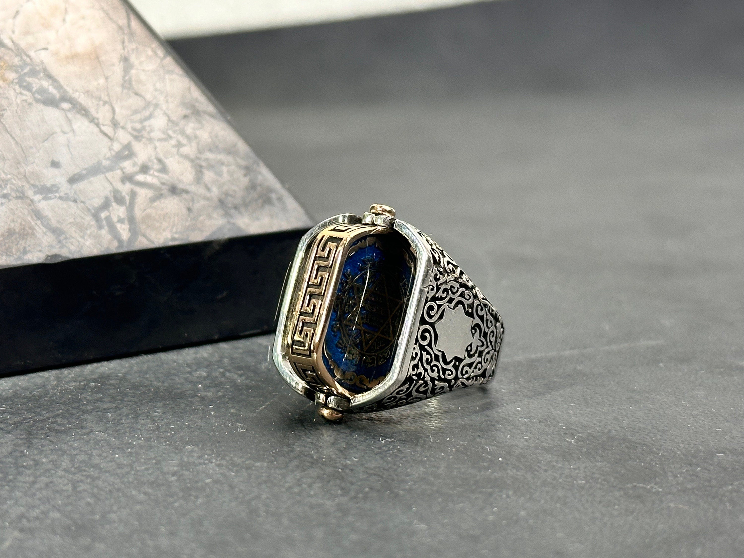 Changeable Sterling Silver Ring: Onyx and Star of David (Men's Size)