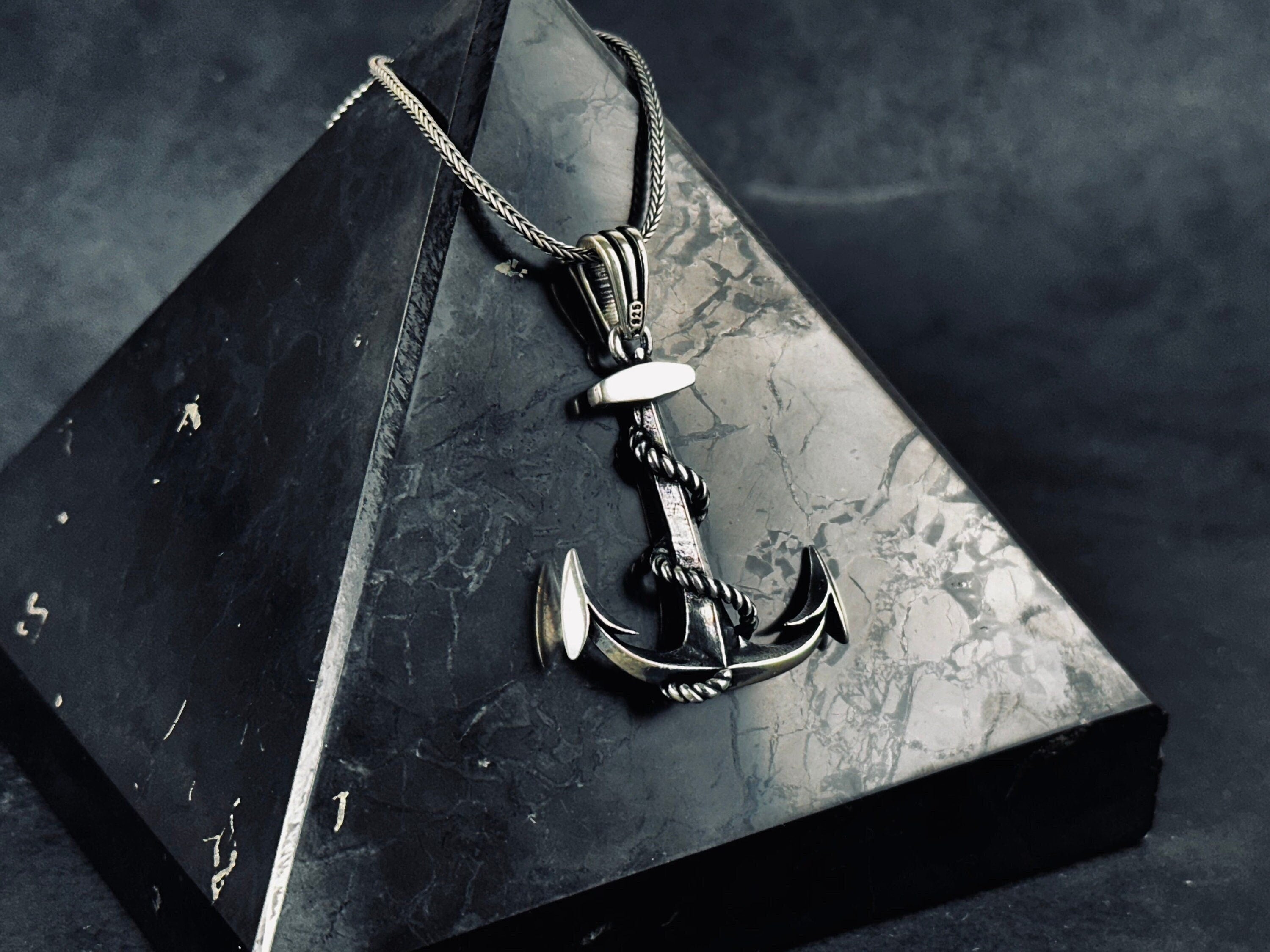 Anchor Pendant Necklace: Silver Nautical Jewelry (Chain Length Options)