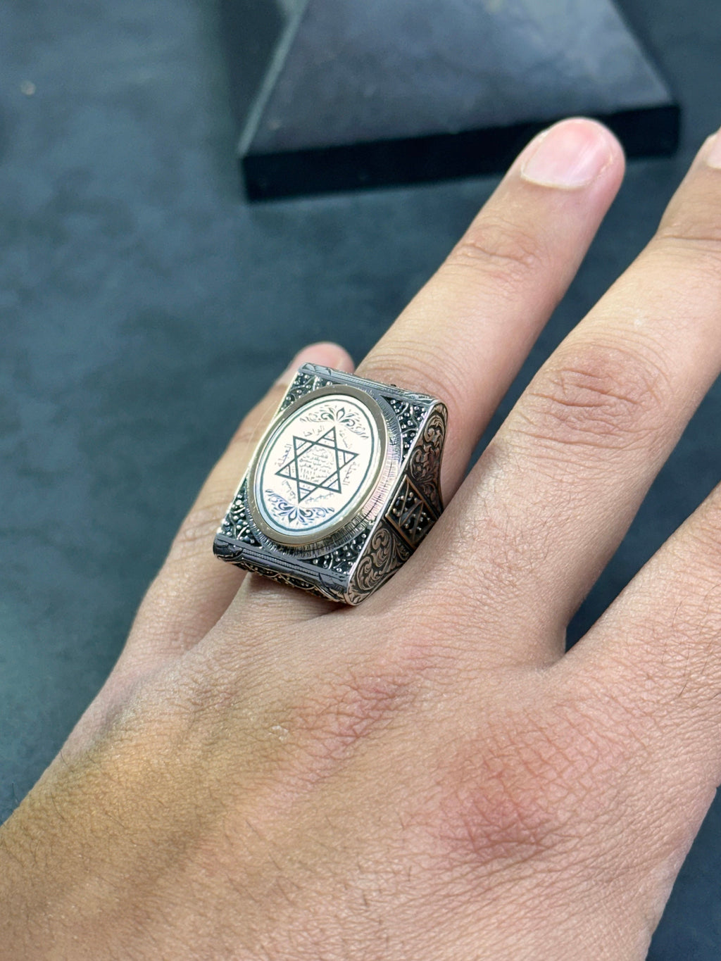 Solomon King Ring: Sterling Silver Jewish Star (Handmade Men's Signet)