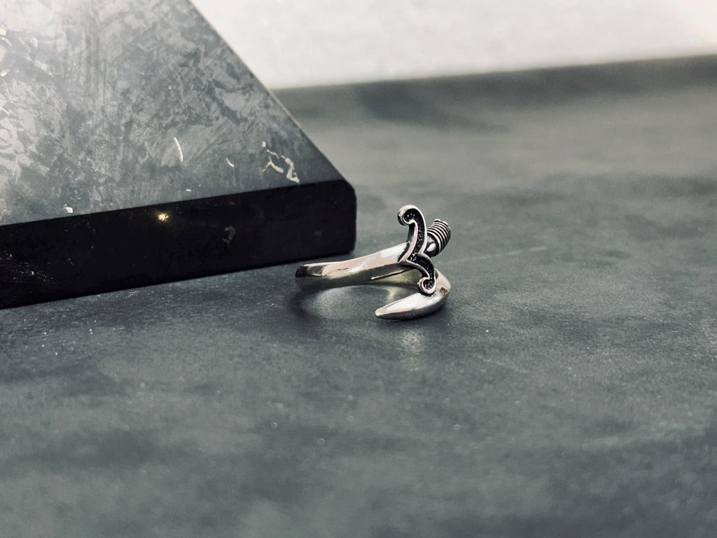 Sterling Silver Sword Thumb Ring - Gothic Adjustable Band
