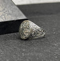 Engraved Owl Silver Ring - Handmade Greek Style Band