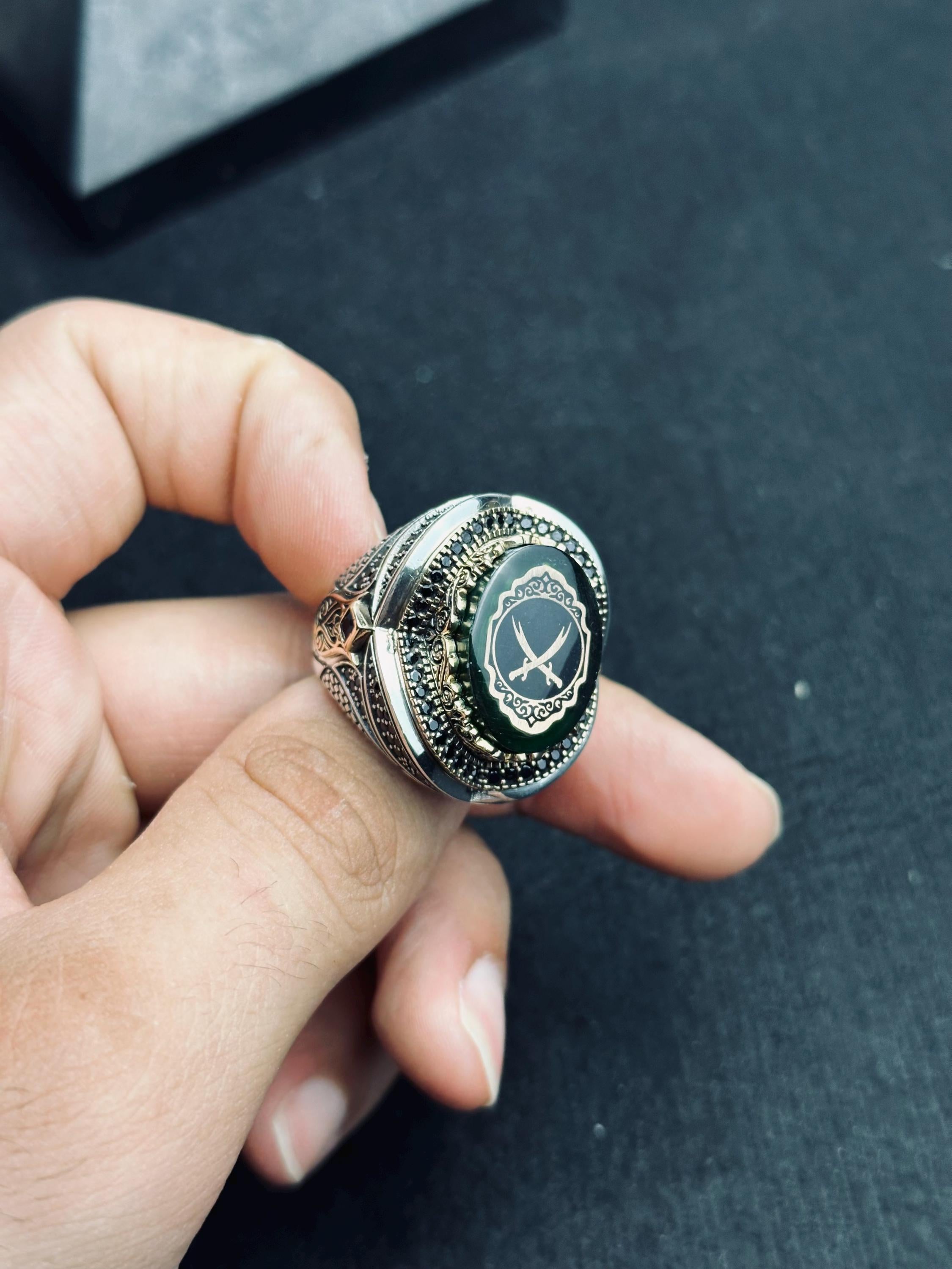 Sterling Silver Ring: Islamic Zulfiqar Sword Design (Handmade Men’s Jewelry)