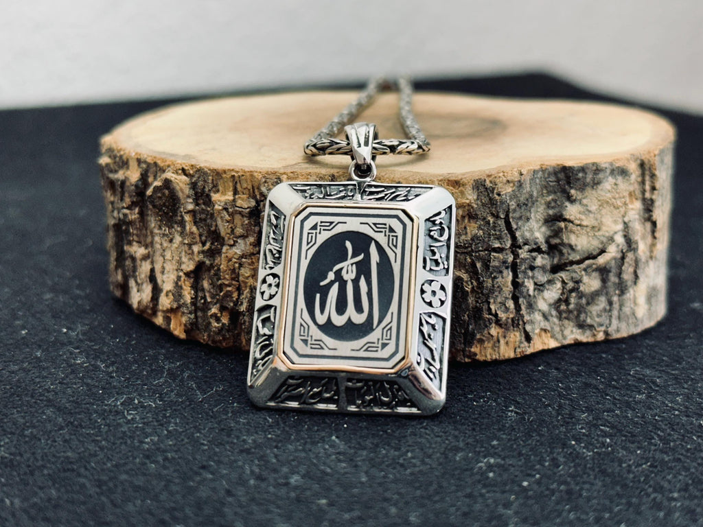 Arabic Prayer Pendant: Handmade 925 Sterling Silver Necklace