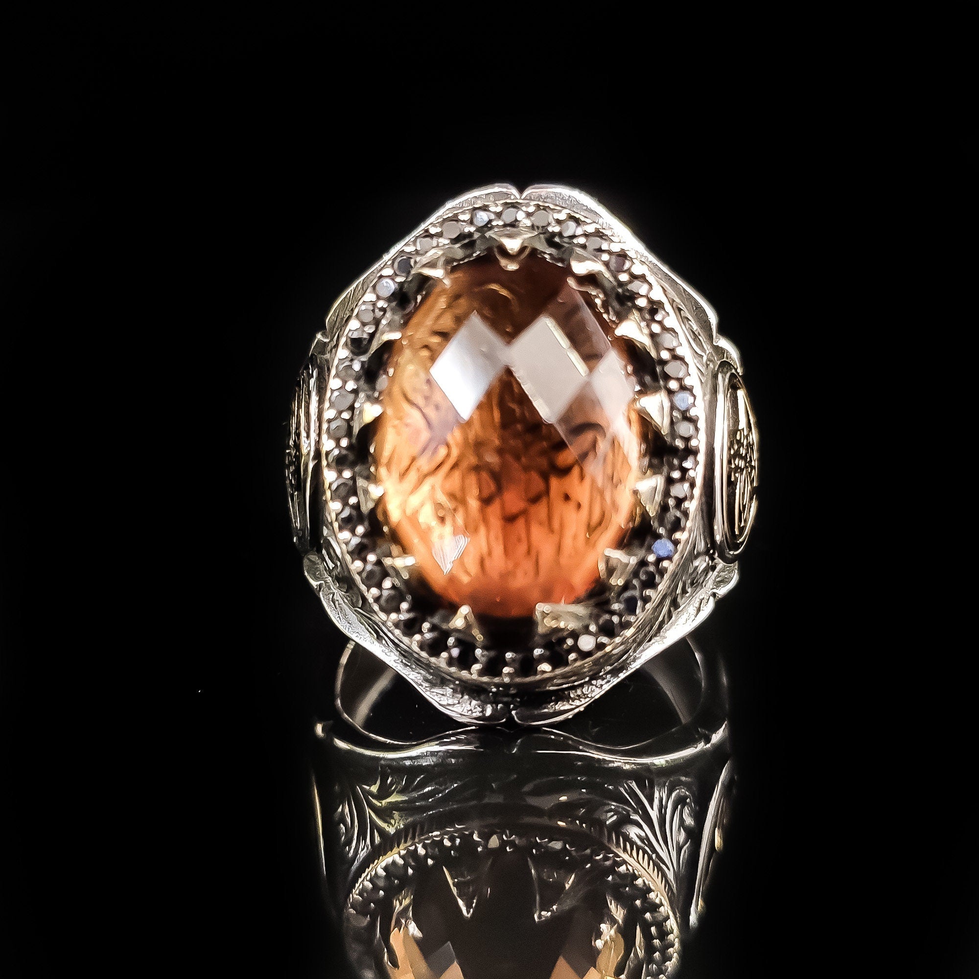 Sultanit Men's Ring - Handmade Sterling Silver, Color Change Stone