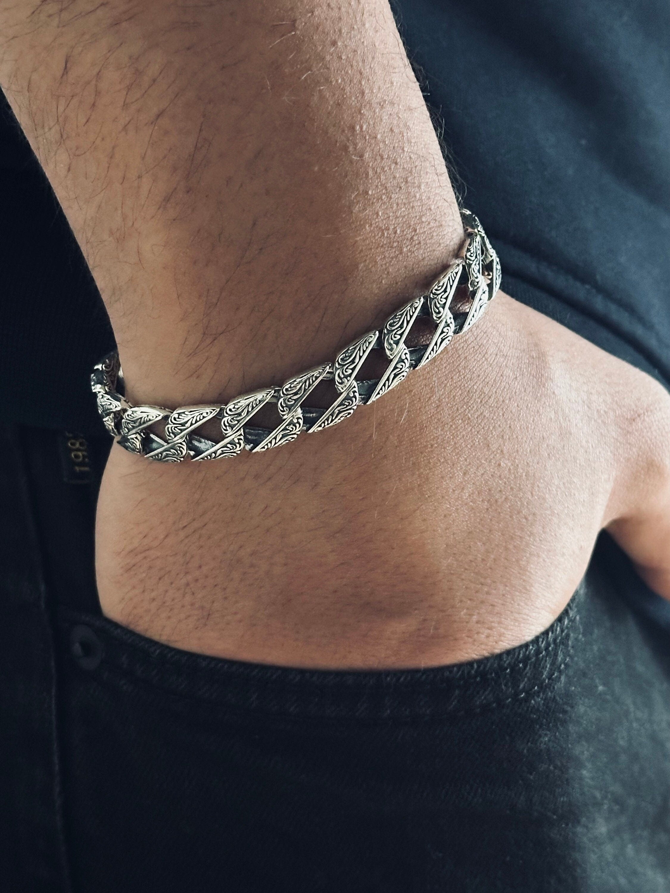 Sterling Silver Chain Bracelet - Handmade with Removable Link