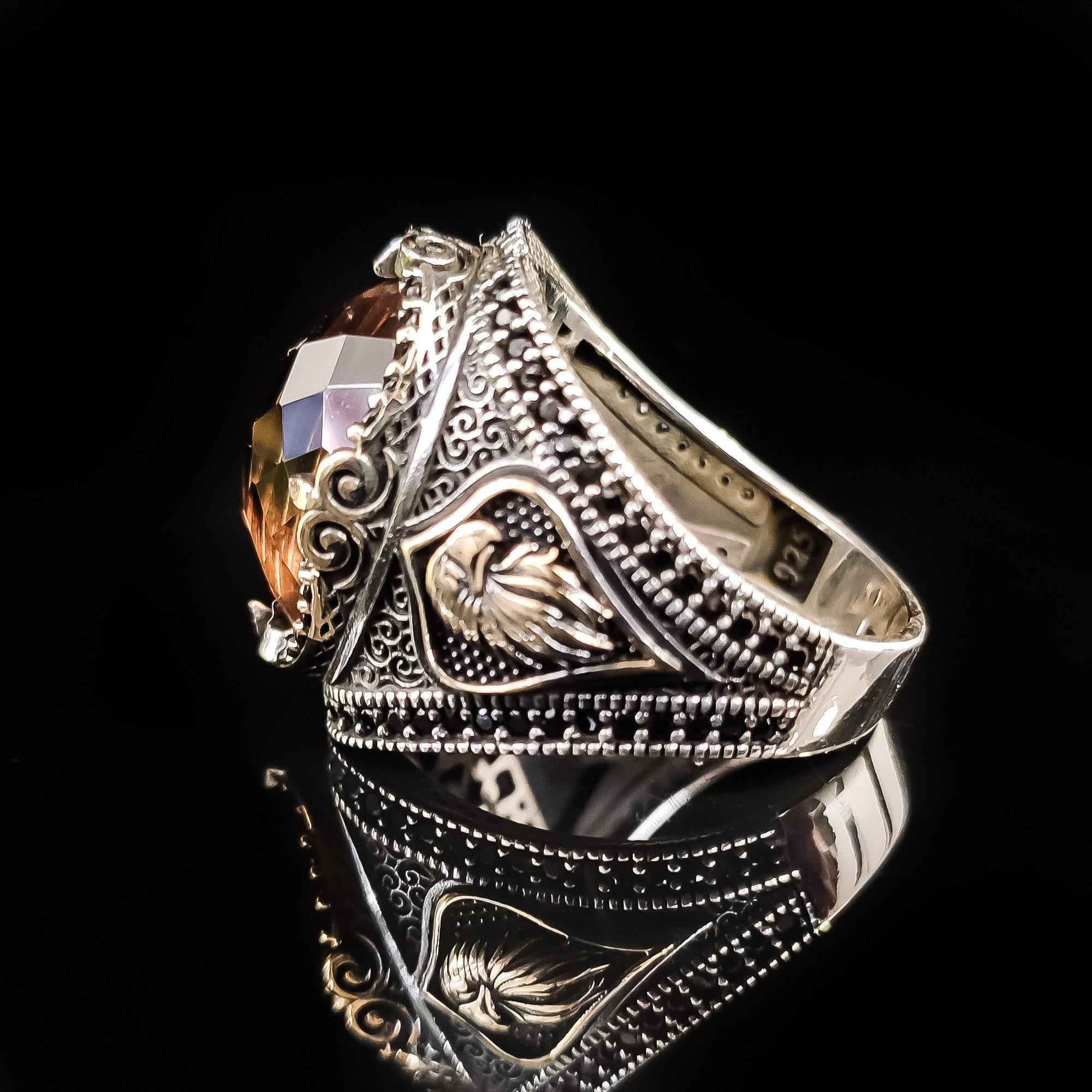 Sterling Silver Sultanite Ring, Color-Changing Gemstone (Men's Size)