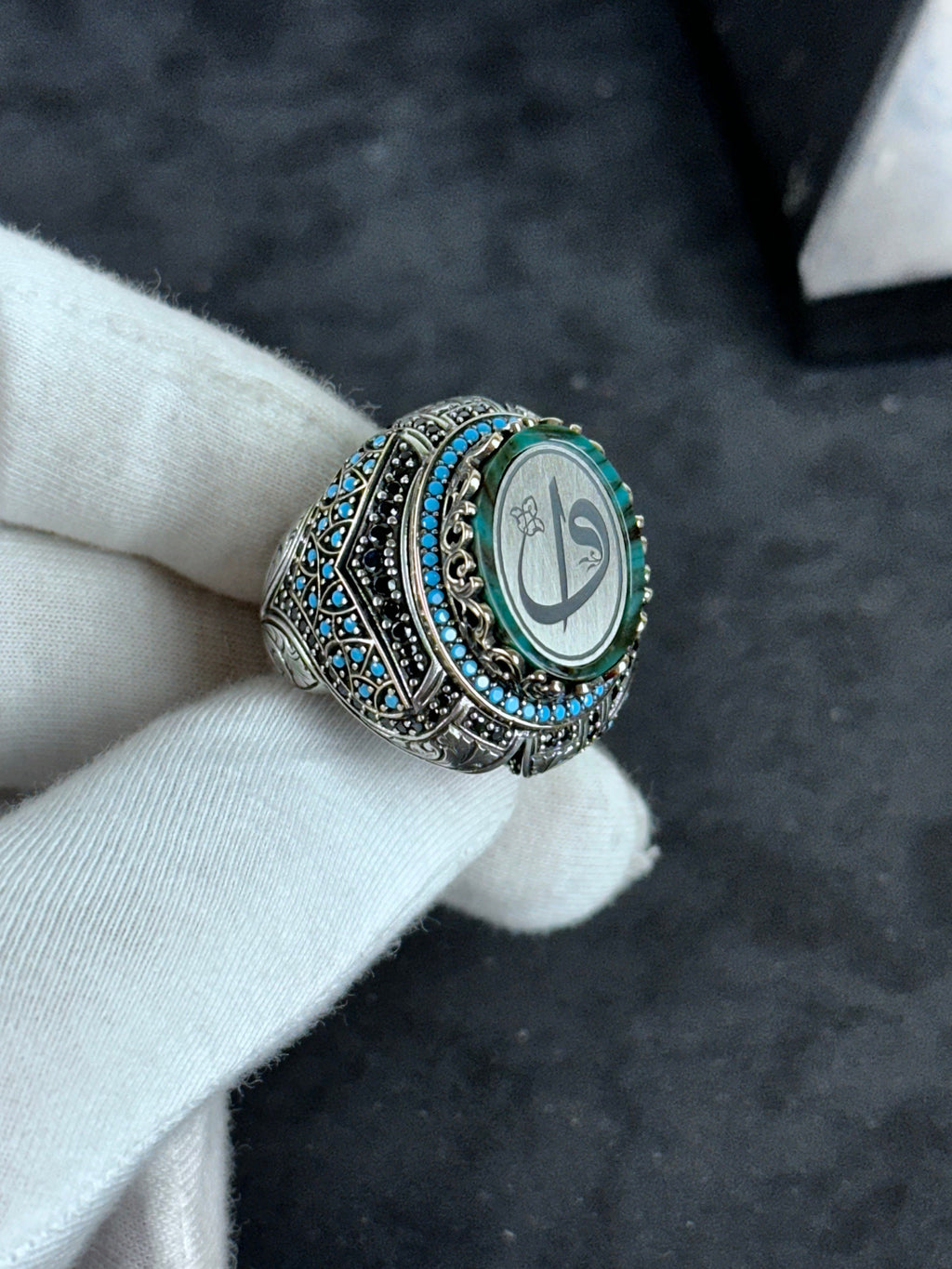 Elif Vav Silver Ring, Islamic Spiritual Jewelry (Handmade 925 Sterling)