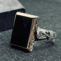 Turkish Sterling Silver Ring, Black Onyx Stone (Unisex Statement)