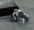 Vintage Sterling Silver Snake Ring, Adjustable Open Band (Unisex)